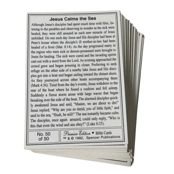 Premier Edition Bible Cards 1992 Spencer Publications 50 Cards - Picture 4 of 6
